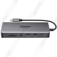 Thiết bị chuyển đổi USB-C sang 2*USB-A 3.2+1*USB-A 3.0+1*USB-C 3.2+2*HDMI 8K@30Hz+LAN+SD/TF+3.5mm Ugreen 15965